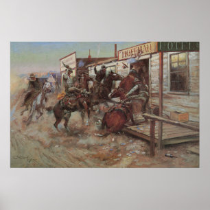 Póster Vaqueros vintage, sin golpear por CM Russell