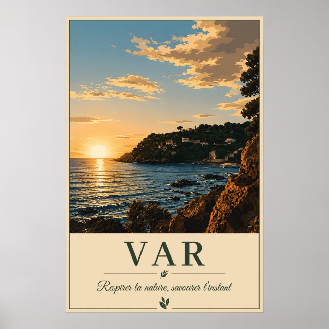 Póster Var Mediterranean Coast Sunset Vintage (Frente)