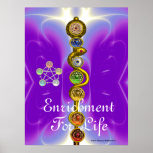 PÓSTER VARA DE ASCLEPIO 7 CHAKRAS, YOGA, ENERGÍA ESPIRITU