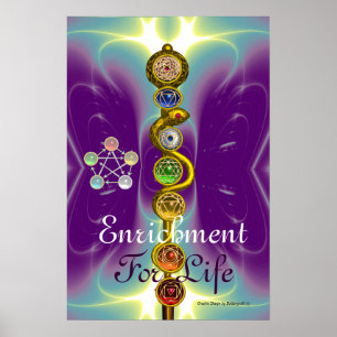 PÓSTER VARA DE ASCLEPIO 7 CHAKRAS, YOGA, ENERGÍA ESPIRITU