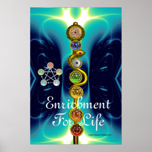 PÓSTER VARA DE ASCLEPIO 7 CHAKRAS, YOGA, ENERGÍA ESPIRITU