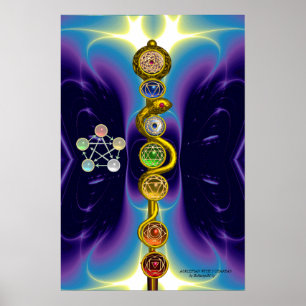 PÓSTER VARA DE ASCLEPIO 7 CHAKRAS, YOGA, ENERGÍA ESPIRITU