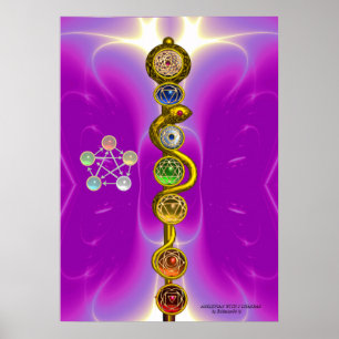 PÓSTER VARA DE ASCLEPIO 7 CHAKRAS, YOGA, ENERGÍA ESPIRITU