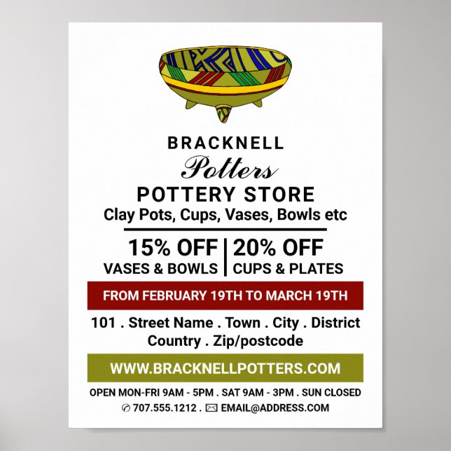 Póster Vara decorativa, tienda de cerámica, anuncio de al (Frente)