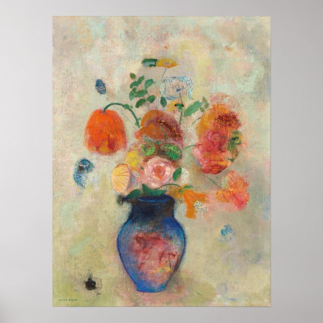 Póster Vara grande con flores de Odilon Redon (Frente)