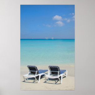 Póster Varadero, Cuba. Arena y sillas de playa