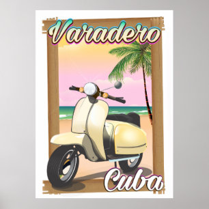 Póster Varadero poster de motociclistas de época cubana
