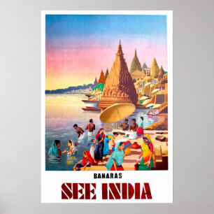 Póster Varanasi, India, río Ganges