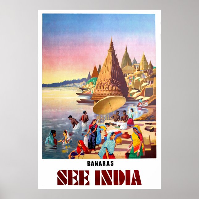Póster Varanasi, India, río Ganges (Frente)