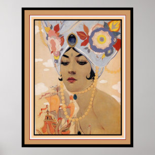 Póster Vargas Art Deco "Chica en Turbán" 16 x 20
