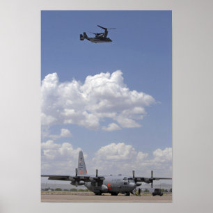 Póster Varía Osprey CV-22 sobre un hercules C-130