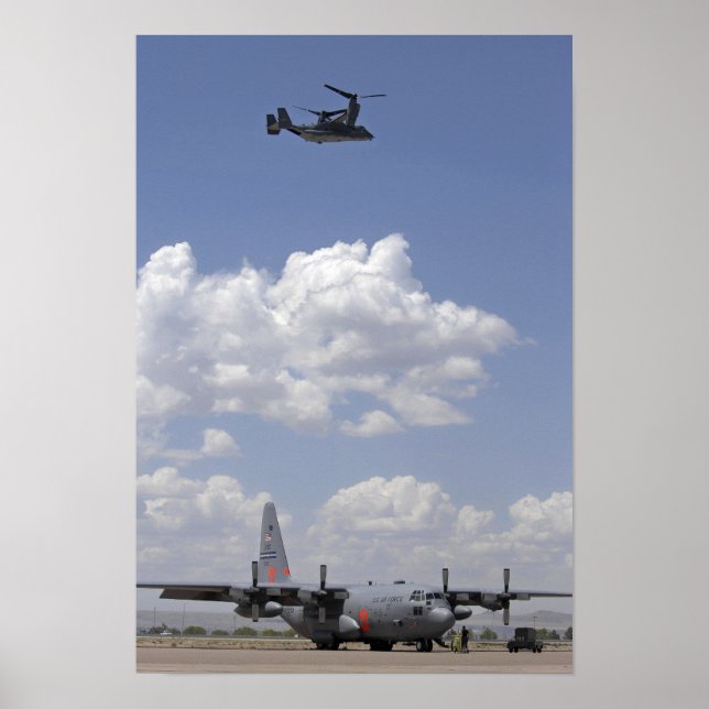 Póster Varía Osprey CV-22 sobre un hercules C-130 (Frente)