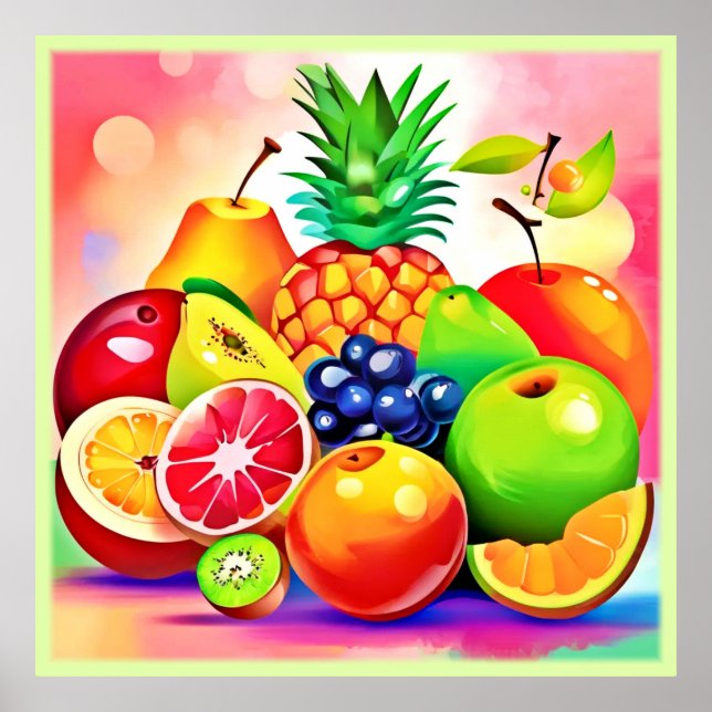 Póster Variedad de frutas tropicales (Frente)
