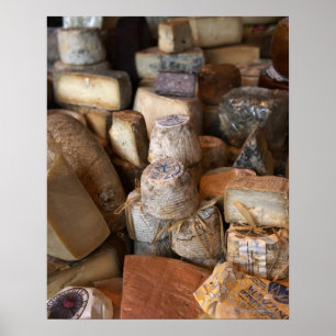 Póster Varios quesos en el puesto del mercado, cuadro com