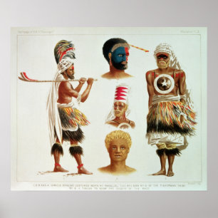 Póster Various Dancing Costumes Worn at Nakello, Fiji