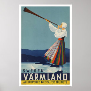 Póster Varmland Suecia - viaje del vintage