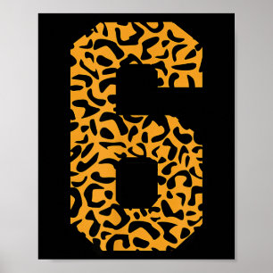Póster Varsity Six Número Coincidente Equipo Deportes Leo