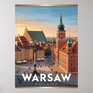 Póster Varsovia Ciudad Antigua Castillo Real Polonia  