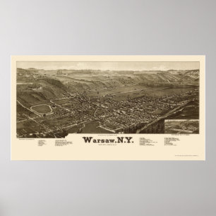 Póster Varsovia, mapa panorámico de NY - 1885