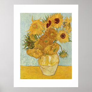 Póster Vase Con 12 Sunflowers Van Gogh Aspecto Original