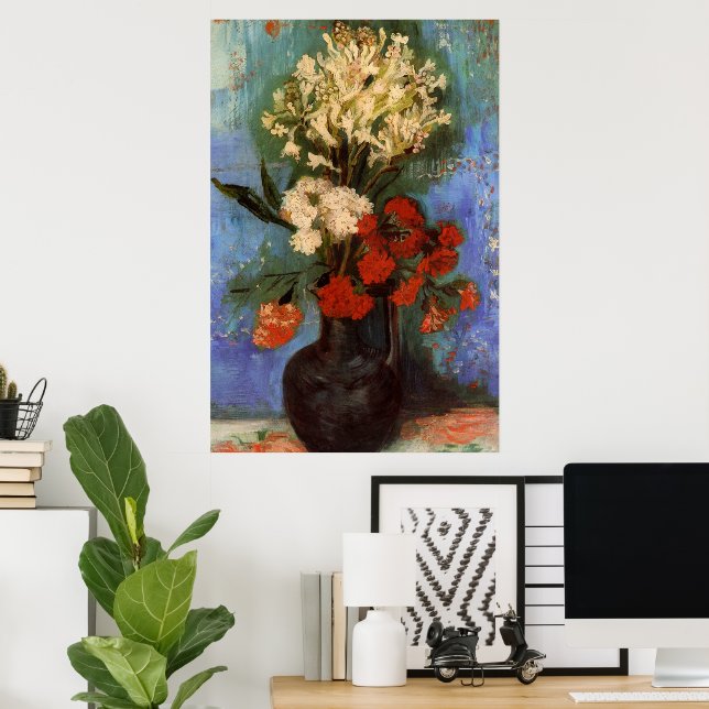 Póster Vase con Carnations de Vincent van Gogh (Oficina en casa)