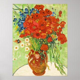 Póster Vase con Cornflowers y Poppies, Van Gogh