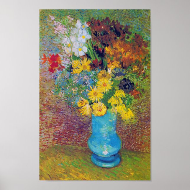 Póster Vase con Daisies y Anemones, Van Gogh (Frente)