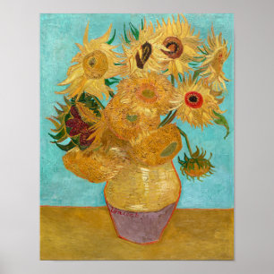 Póster Vase con doce girasoles   Van Gogh  