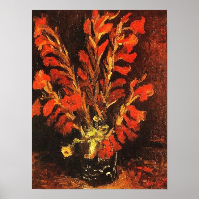 Póster Vase con el Bella Artes Red Gladioli Van Gogh (Frente)