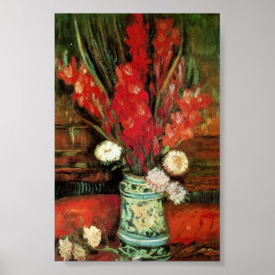 Póster Vase con el Bella Artes Red Gladioli Van Gogh