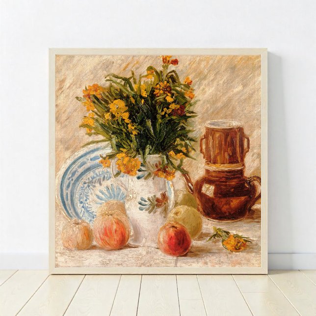 Póster Vase con flores, café y fruta, van Gogh (Subido por el creador)