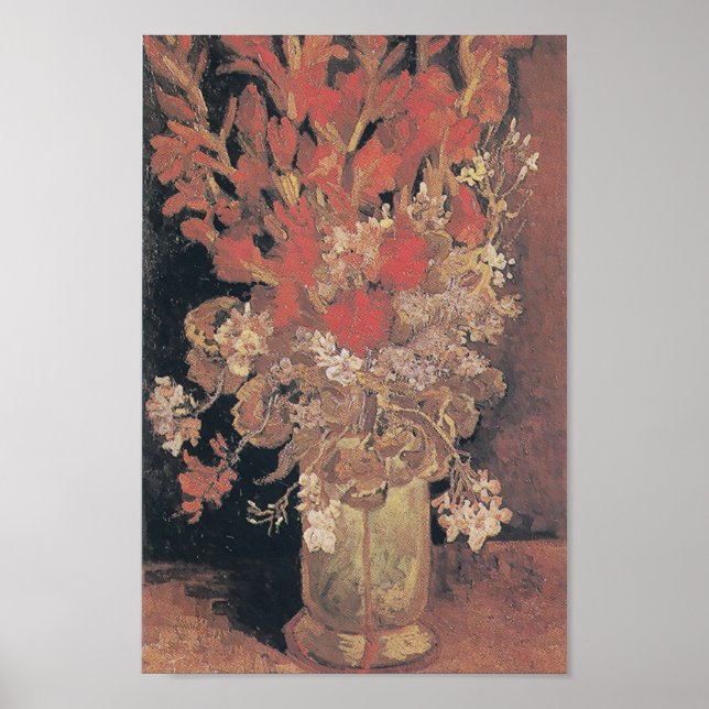 Póster Vase con Gladioli y Carnations de Van Gogh (Frente)