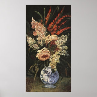 Póster Vase con Gladioli y Lilac de Vincent van Gogh