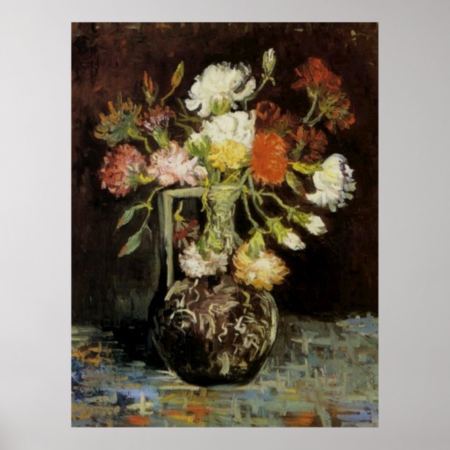 Póster Vase con los Carnations de Vincent van Gogh (Frente)