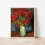 Póster Vase con los pipetas rojos | Vincent Van Gogh<br><div class="desc">Vase con los pimientos rojos del artista holandés Vincent Van Gogh. La pintura original de arte fino es un óleo sobre lienzo que representa una vida quieta de flores rojas brillantes. Utilice las herramientas de diseño para agregar texto personalizado o personalizar la imagen.</div>