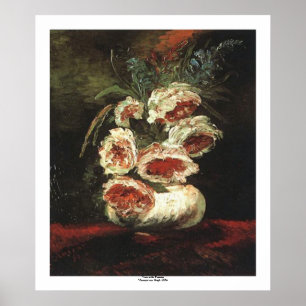 Póster Vase con peonies de Vincent van Gogh