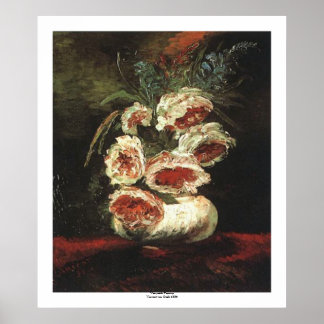 Póster Vase con peonies de Vincent van Gogh