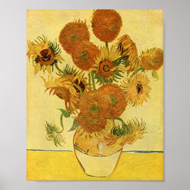 Póster Vase con quince girasoles, Bella Artes Van Gogh (Frente)