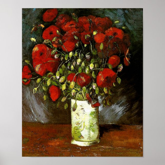 Póster Vase con rojos de los pepinos Van Gogh Bella Artes (Frente)