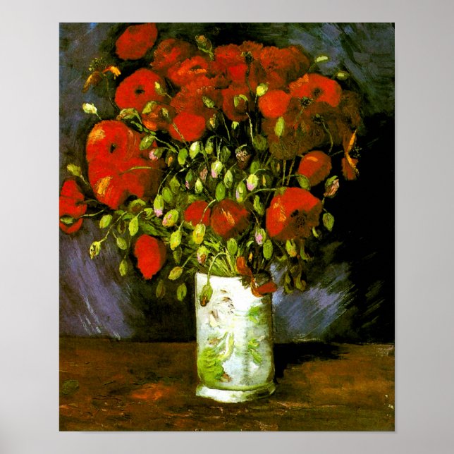 Póster Vase con rojos de los pepinos Van Gogh Bella Artes (Frente)