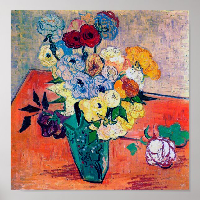 Póster Vase con Rosas y Anemones, Van Gogh (Frente)