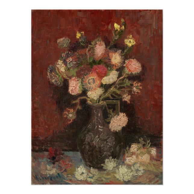 Póster Vase con tiranos chinos y gladioli van Gogh (Anverso)