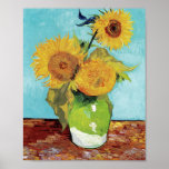 Póster Vase con tres girasoles de Vincent Van Gogh<br><div class="desc">Vase con tres girasoles de Vincent Van Gogh</div>