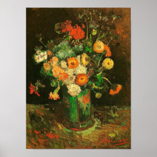 Póster Vase con Zinnias y Geraniums Van Gogh Bella Artes