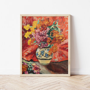 Póster Vase de Fleurs à la Draperie Rouge   Louis Valtat