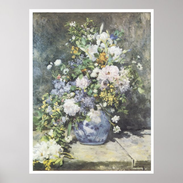Póster Vase de flores, 1886 Pierre-Auguste Renoir (Frente)