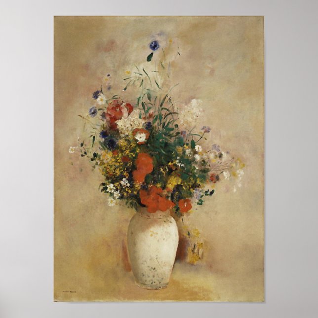 Póster Vase de flores, Bella Artes de Odilon Redon (Frente)