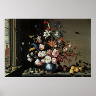 Póster Vase de flores por una ventana, Balthasar van der