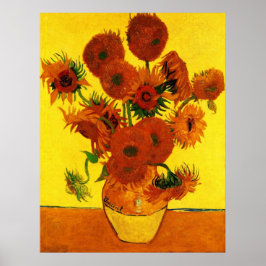 Póster Vase de la vida con 15 girasoles Vincent van Gogh