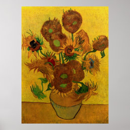 Póster Vase de la vida con 15 girasoles Vincent van Gogh